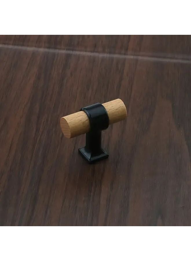 6pcs Black Zinc Alloy And Wood Cabinet Knobs Drawer Pulls With Hardware - Image 5